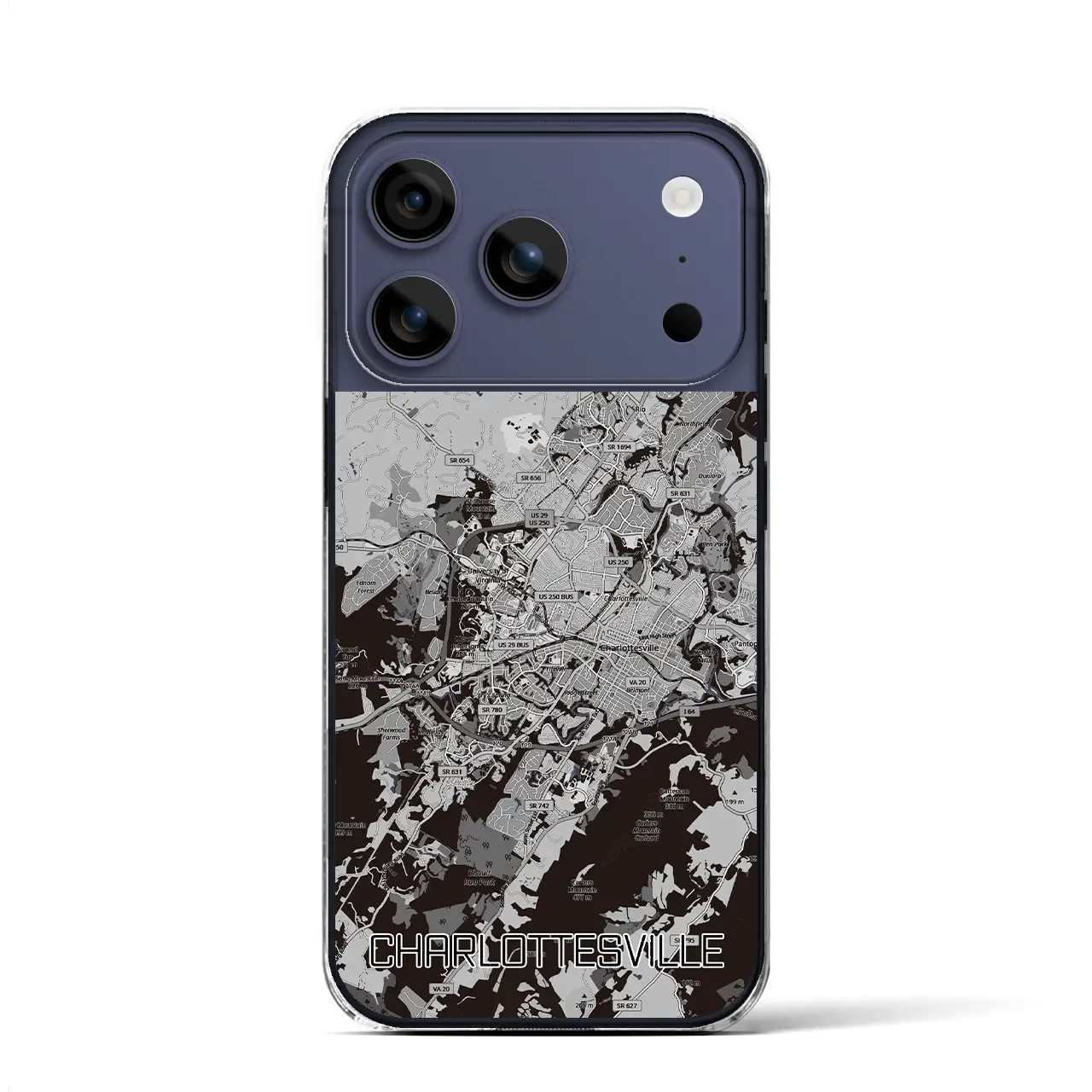 【シャーロッツビル(アメリカ)】地図柄iPhoneケース(クリアタイプ)