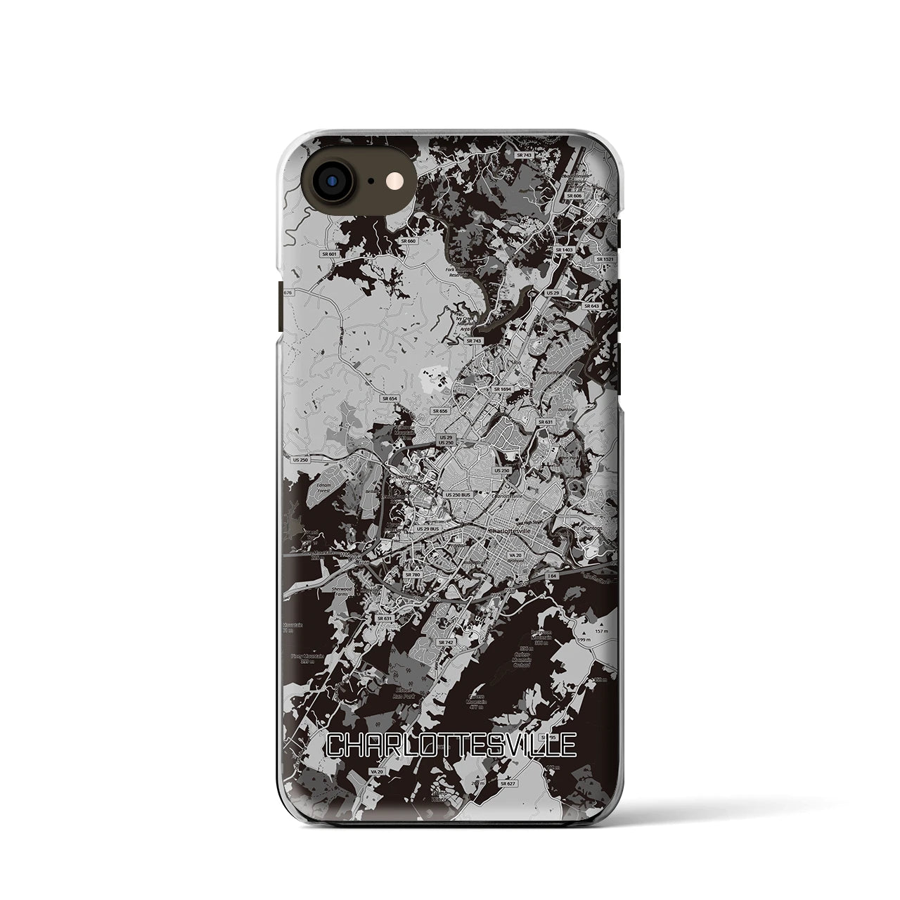 【シャーロッツビル(アメリカ)】地図柄iPhoneケース(クリアタイプ)
