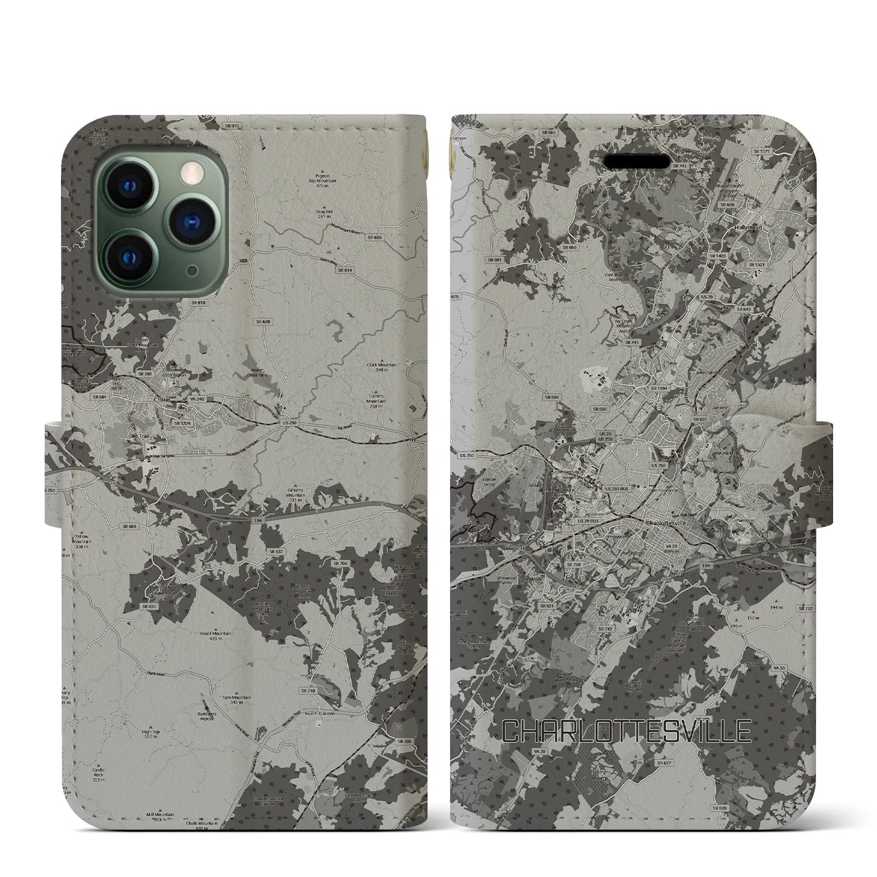 【シャーロッツビル(アメリカ)】地図柄iPhoneケース(手帳タイプ)