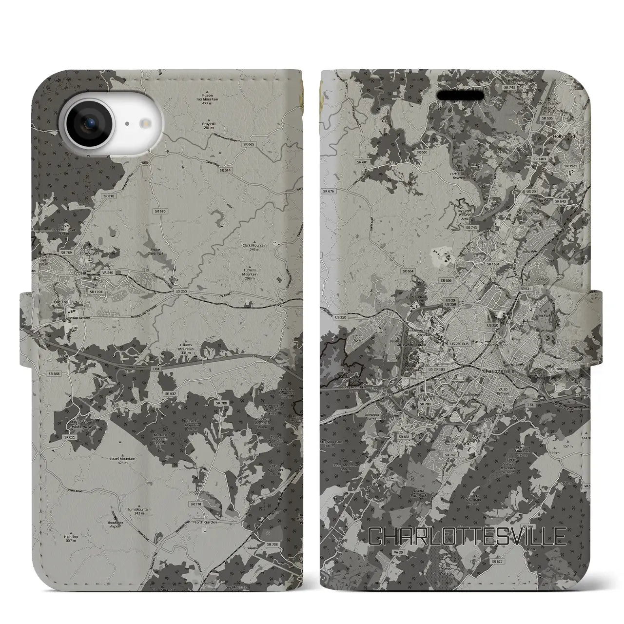 【シャーロッツビル(アメリカ)】地図柄iPhoneケース(手帳タイプ)