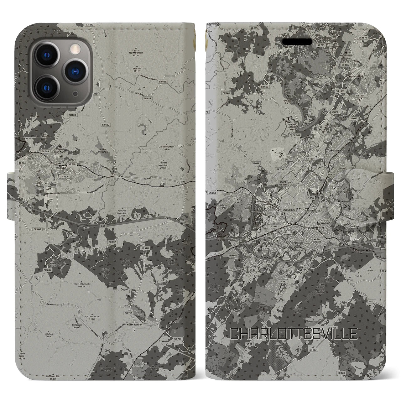 【シャーロッツビル(アメリカ)】地図柄iPhoneケース(手帳タイプ)