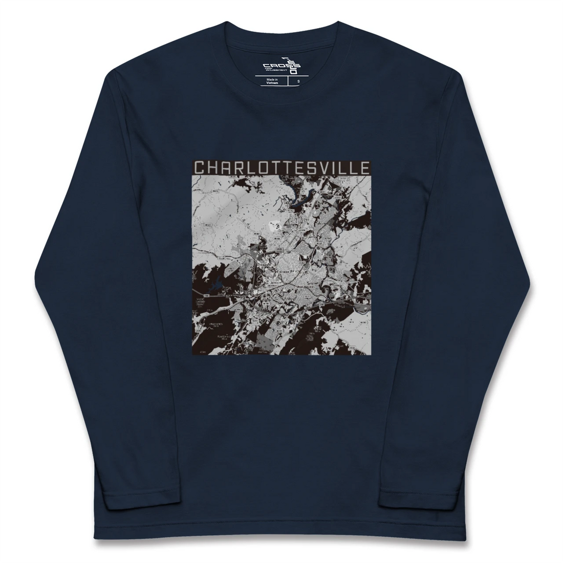 【シャーロッツビル(アメリカ)】地図柄ロングスリーブTシャツ