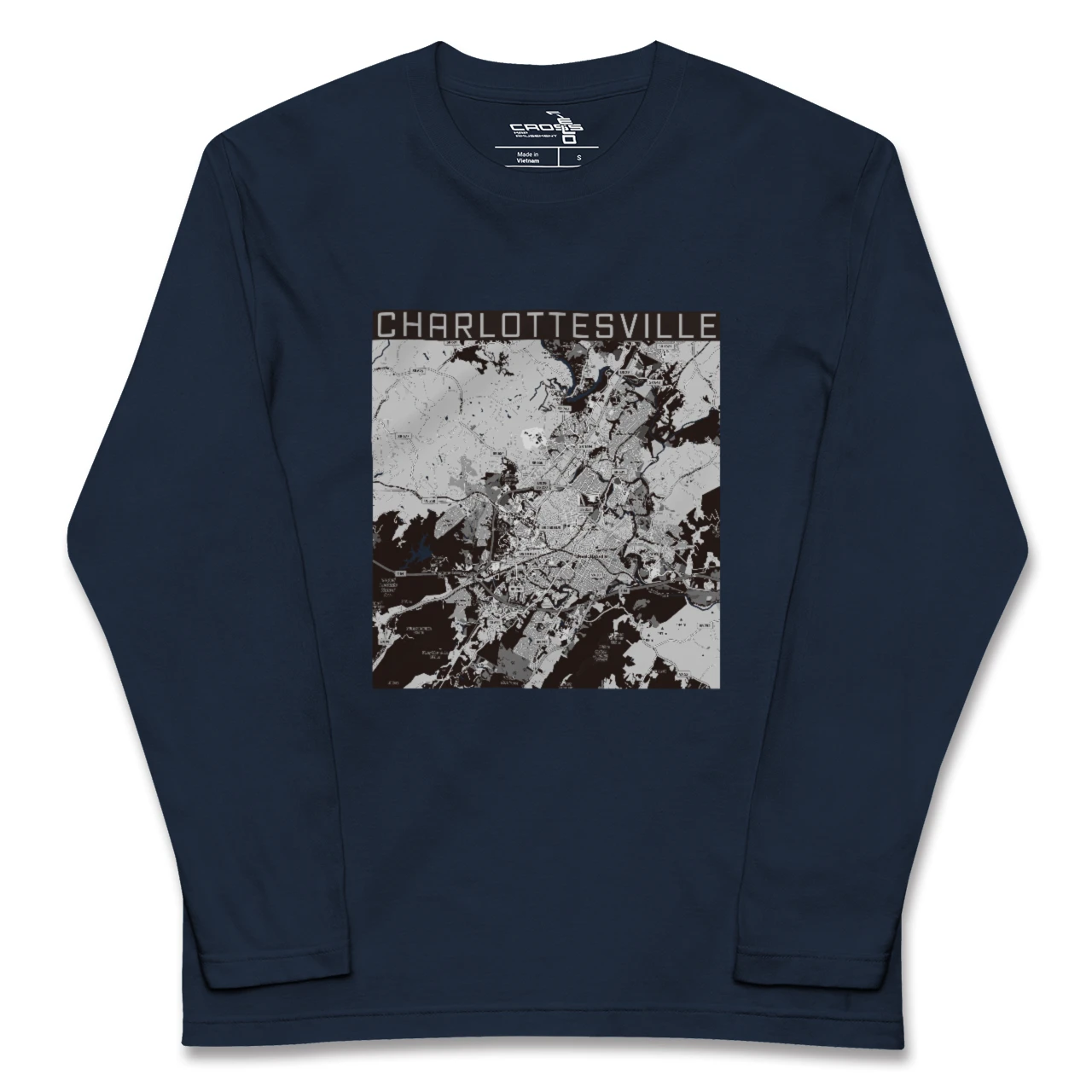 【シャーロッツビル(アメリカ)】地図柄ロングスリーブTシャツ