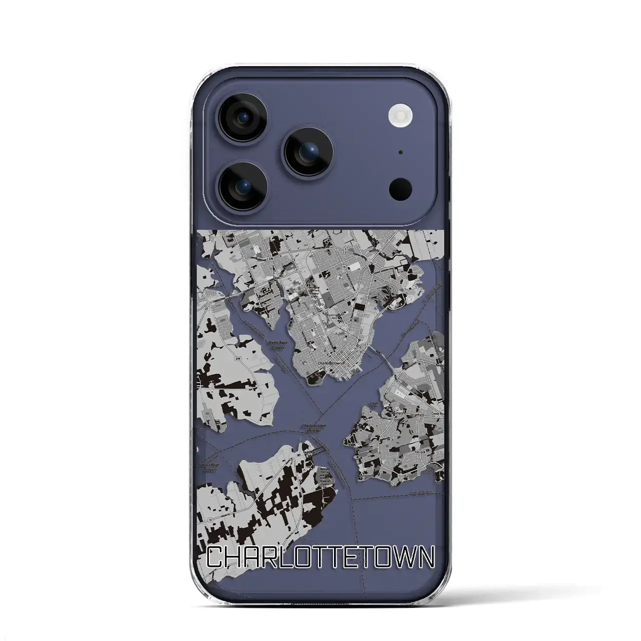 【シャーロットタウン(カナダ)】地図柄iPhoneケース(クリアタイプ)モノトーン・iPhone 17 Pro Max 用