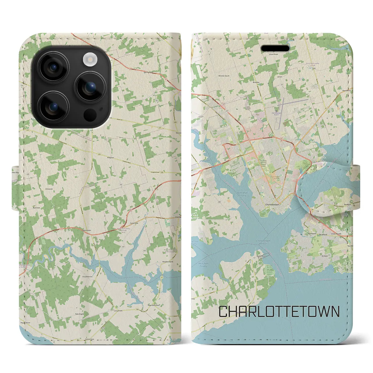 【シャーロットタウン(カナダ)】地図柄iPhoneケース(手帳タイプ)ナチュラル・iPhone 16 用
