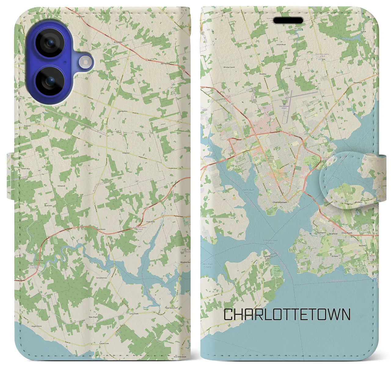 【シャーロットタウン(カナダ)】地図柄iPhoneケース(手帳タイプ)ナチュラル・iPhone 16 Pro Max 用