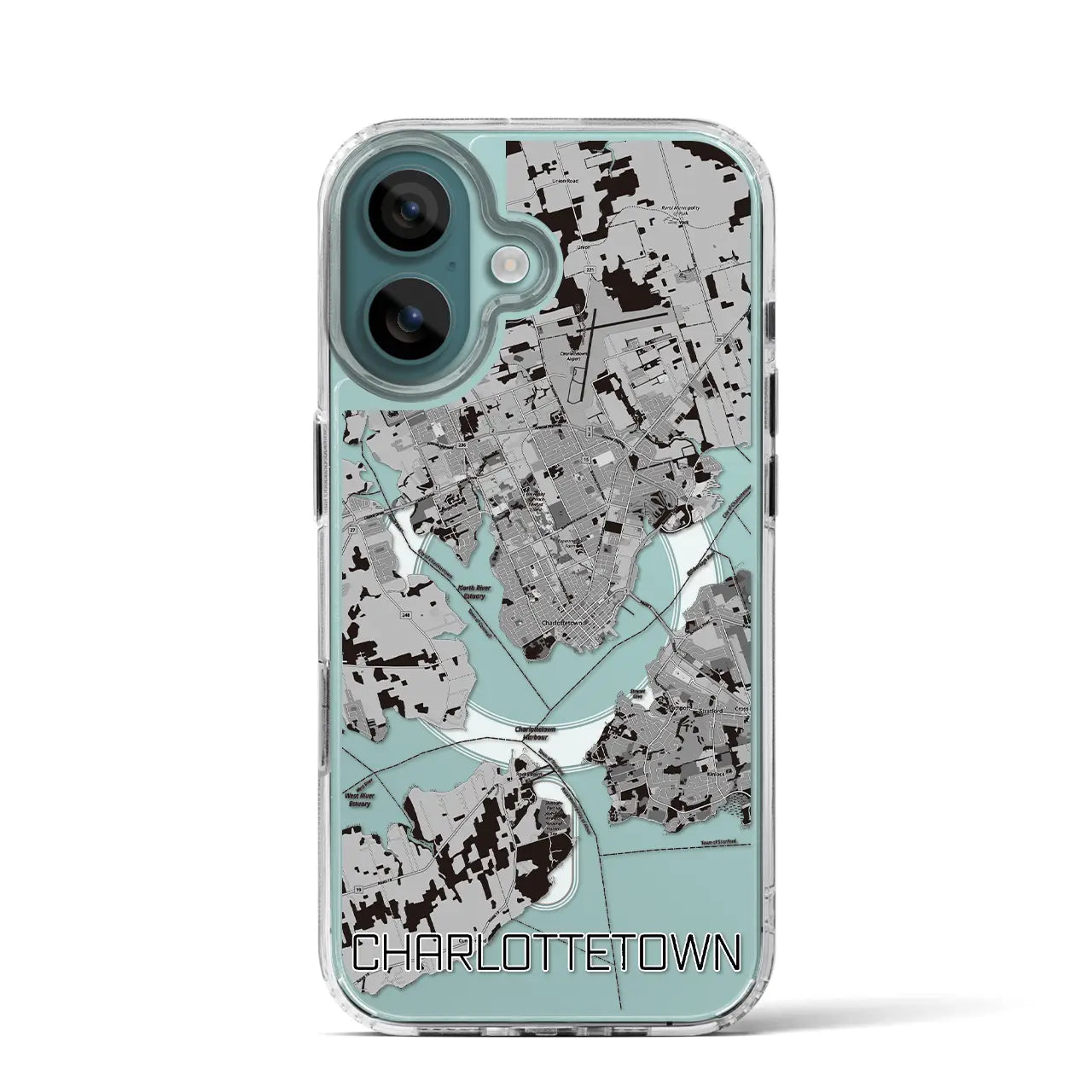 【シャーロットタウン(カナダ)】地図柄iPhoneケース(MagSafeタイプ)モノトーン・iPhone 16 Pro 用