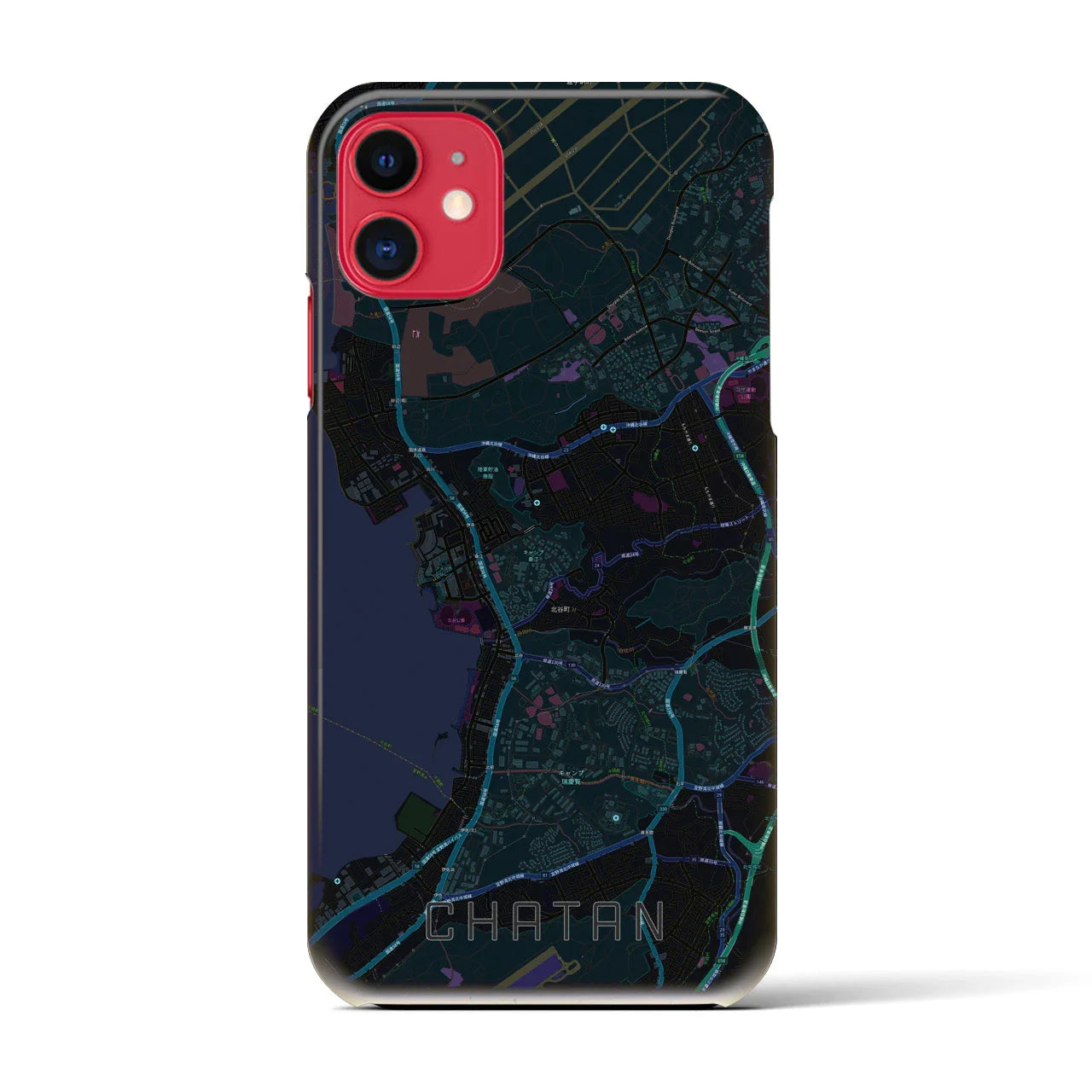 【北谷(沖縄県)】地図柄iPhoneケース(バックカバータイプ)