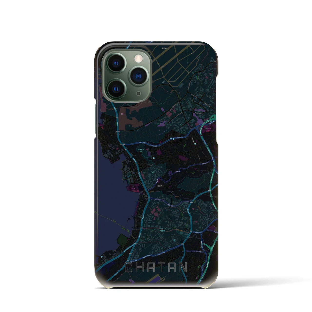 【北谷(沖縄県)】地図柄iPhoneケース(バックカバータイプ)