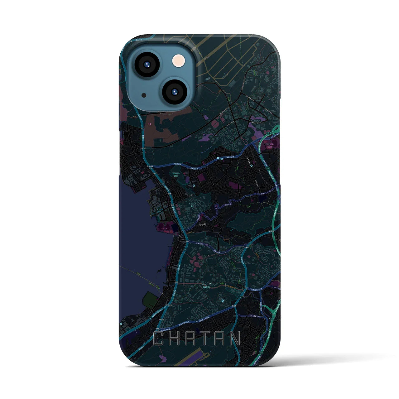 【北谷(沖縄県)】地図柄iPhoneケース(バックカバータイプ)