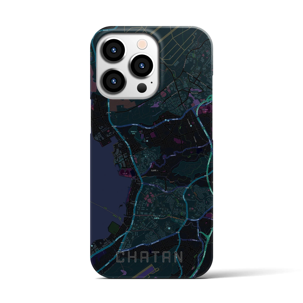 【北谷(沖縄県)】地図柄iPhoneケース(バックカバータイプ)