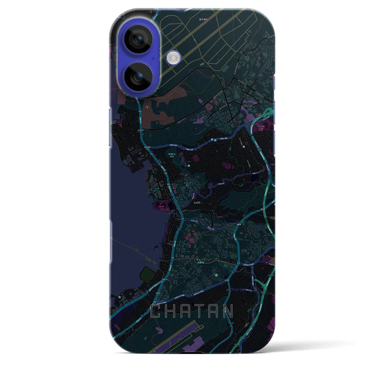 【北谷(沖縄県)】地図柄iPhoneケース(バックカバータイプ)