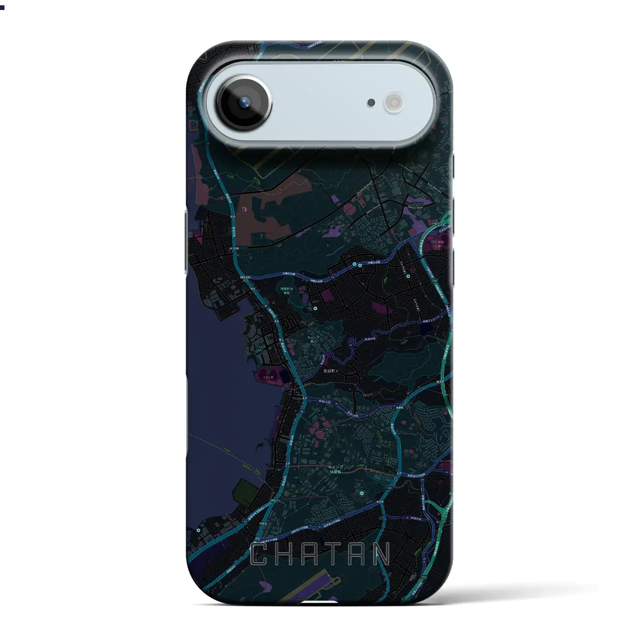 【北谷(沖縄県)】地図柄iPhoneケース(バックカバータイプ)