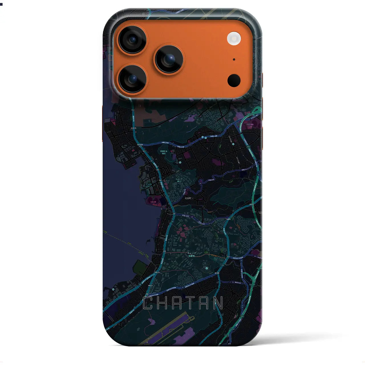 【北谷(沖縄県)】地図柄iPhoneケース(バックカバータイプ)