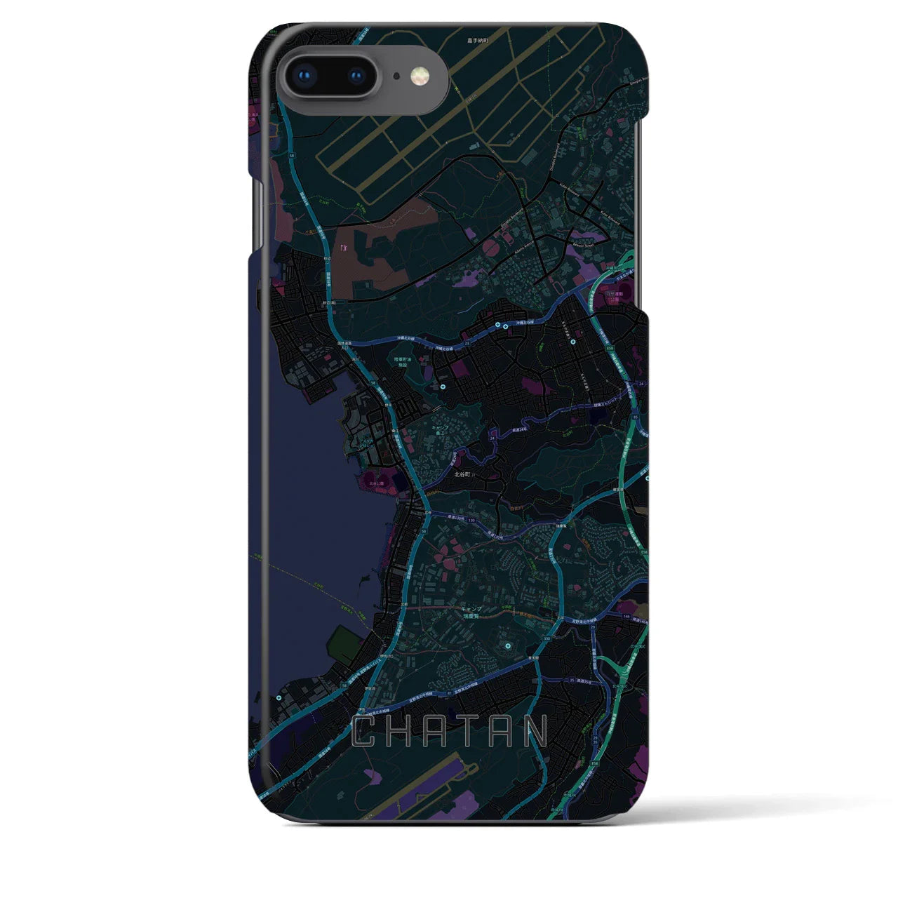 【北谷(沖縄県)】地図柄iPhoneケース(バックカバータイプ)
