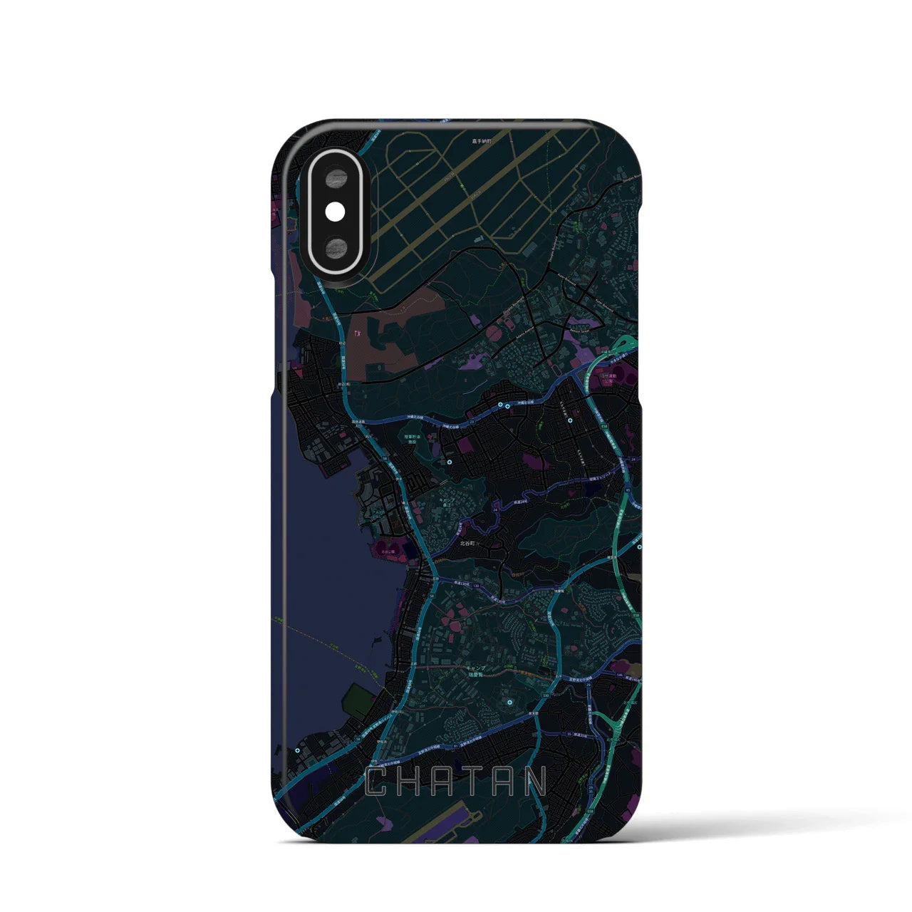 【北谷(沖縄県)】地図柄iPhoneケース(バックカバータイプ)
