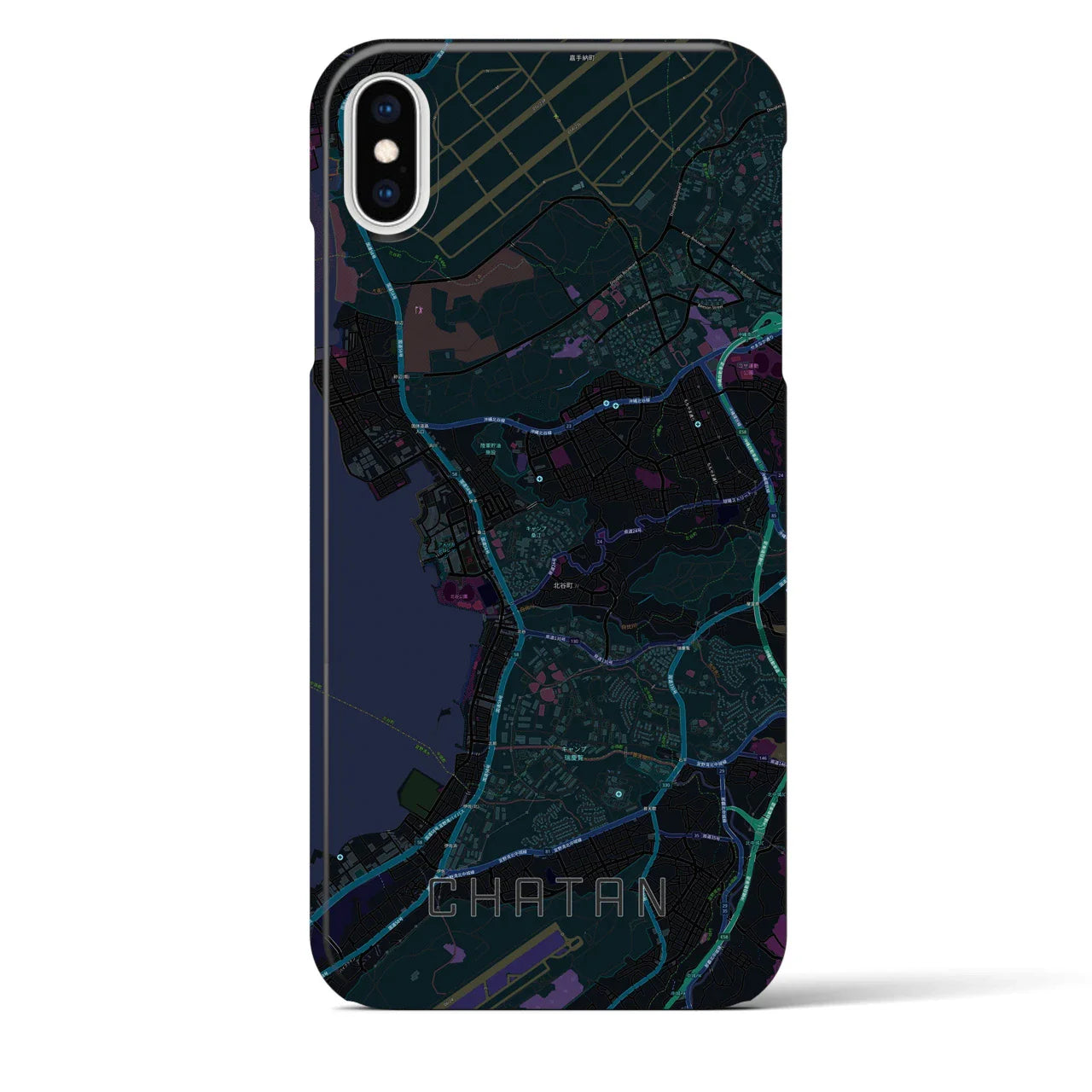 【北谷(沖縄県)】地図柄iPhoneケース(バックカバータイプ)