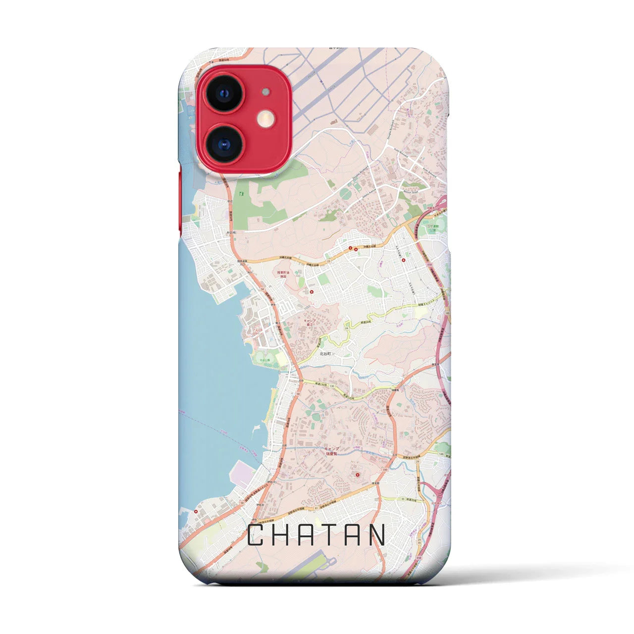 【北谷(沖縄県)】地図柄iPhoneケース(バックカバータイプ)
