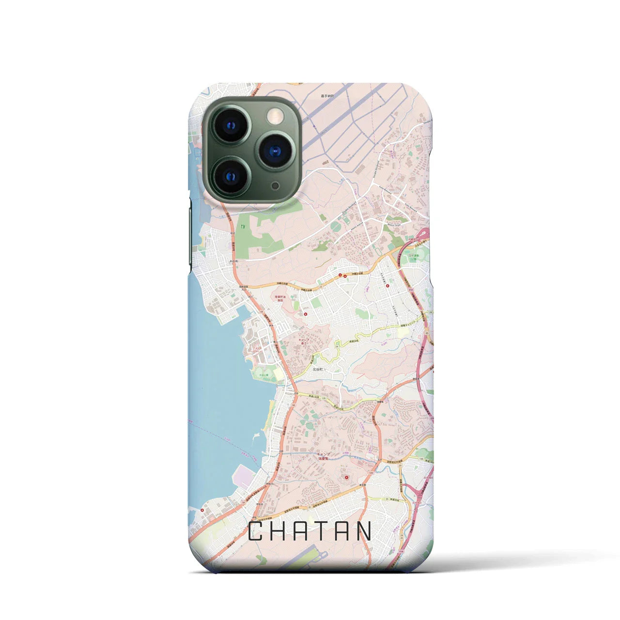 【北谷(沖縄県)】地図柄iPhoneケース(バックカバータイプ)