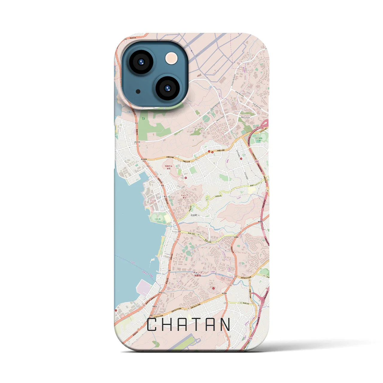 【北谷(沖縄県)】地図柄iPhoneケース(バックカバータイプ)