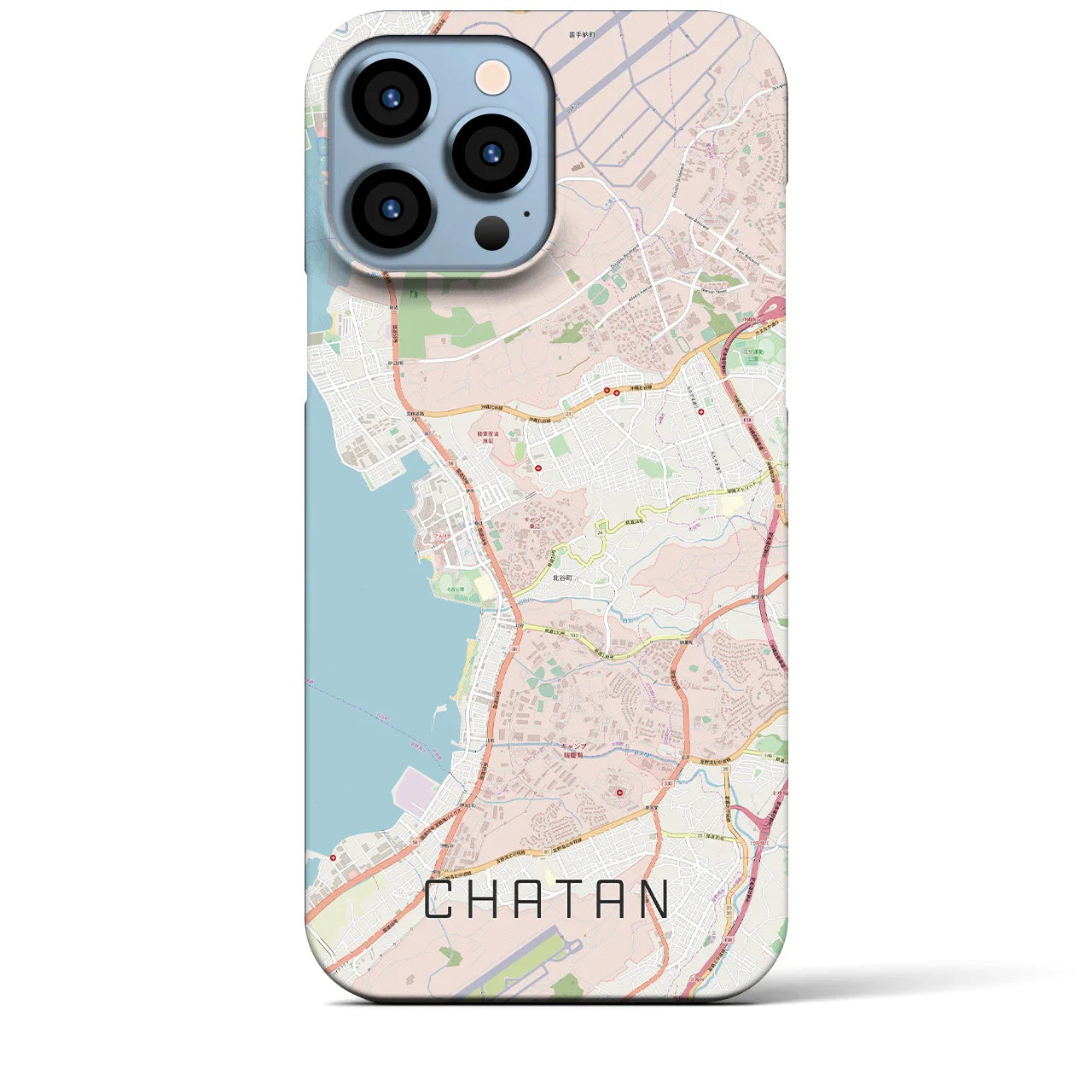 【北谷(沖縄県)】地図柄iPhoneケース(バックカバータイプ)