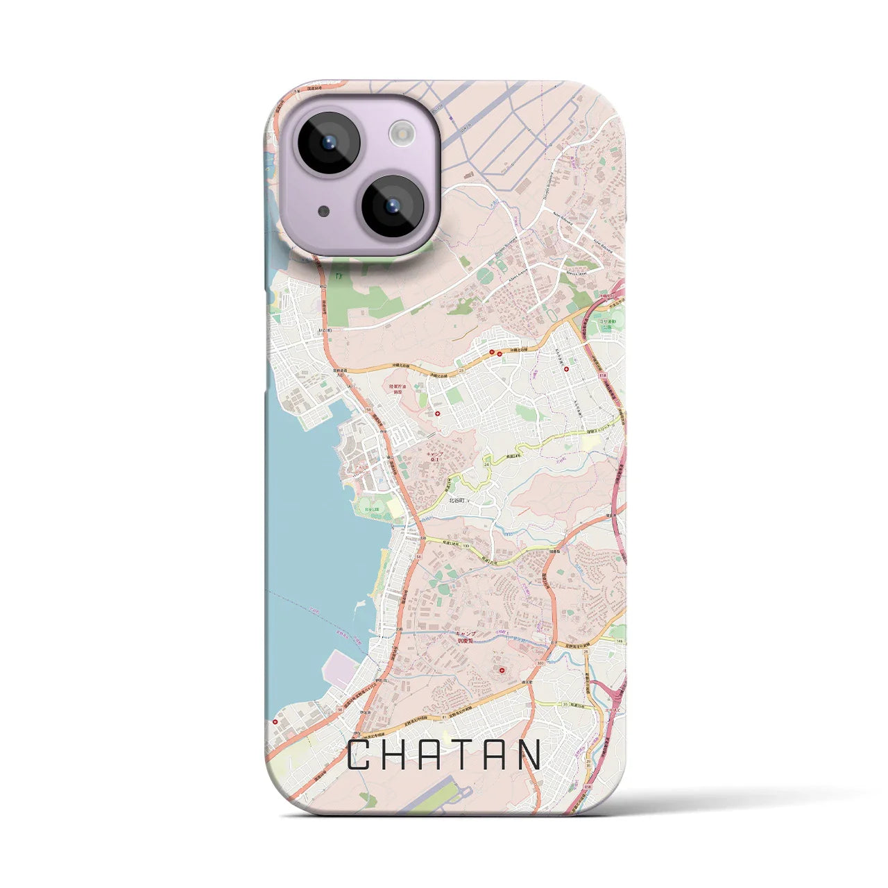 【北谷(沖縄県)】地図柄iPhoneケース(バックカバータイプ)