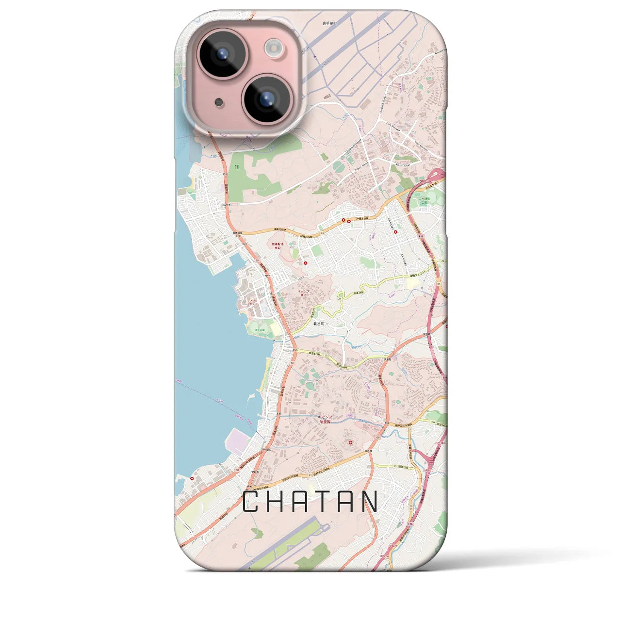 【北谷(沖縄県)】地図柄iPhoneケース(バックカバータイプ)