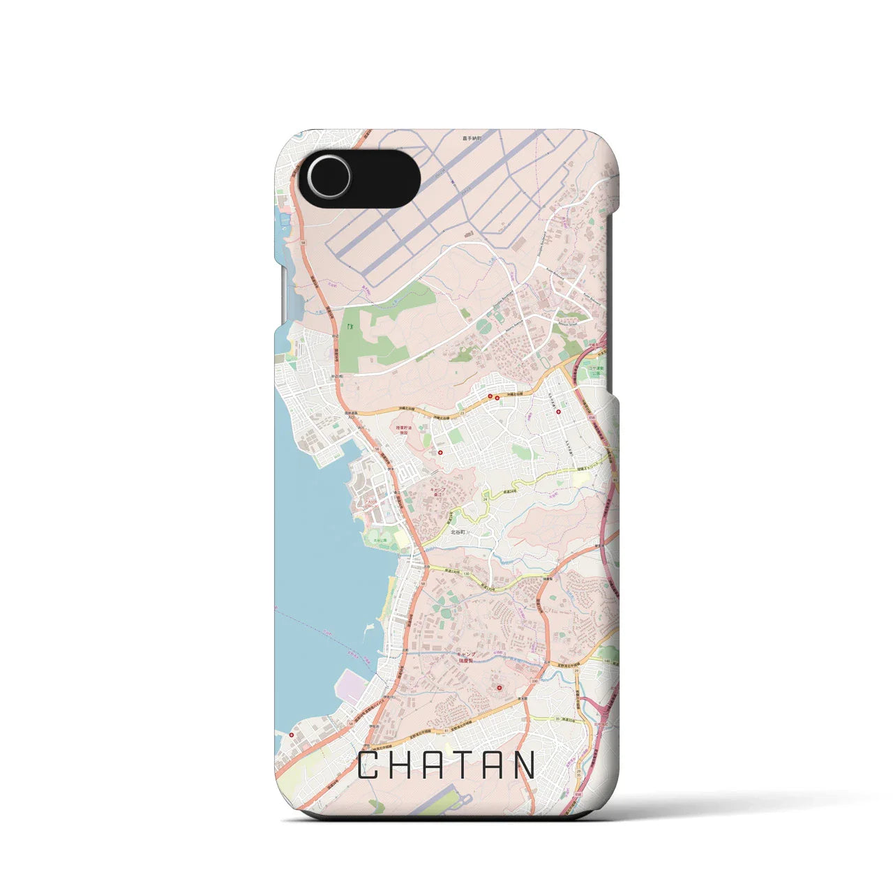 【北谷(沖縄県)】地図柄iPhoneケース(バックカバータイプ)