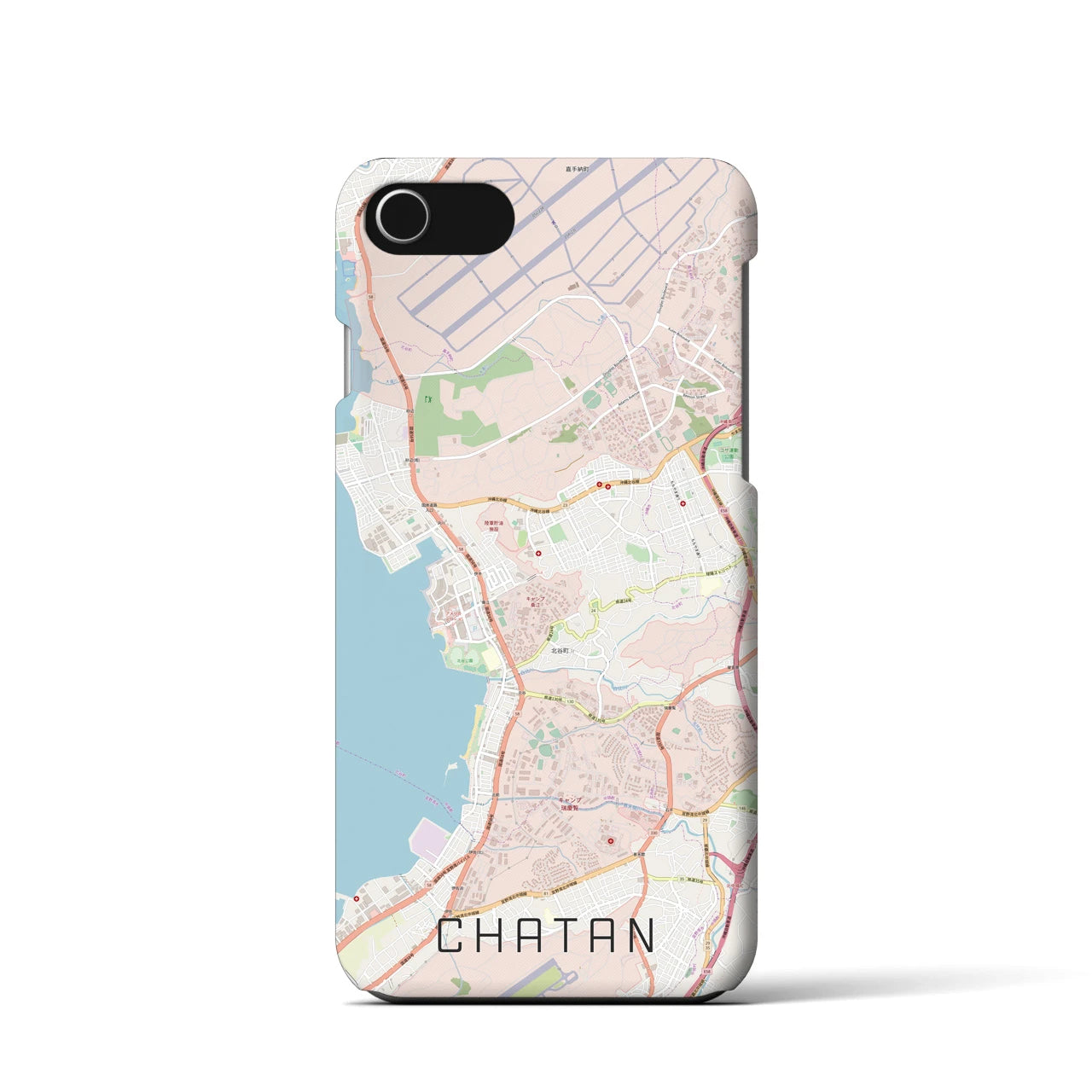 【北谷(沖縄県)】地図柄iPhoneケース(バックカバータイプ)