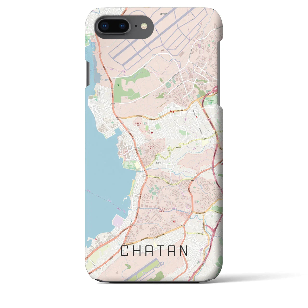 【北谷(沖縄県)】地図柄iPhoneケース(バックカバータイプ)