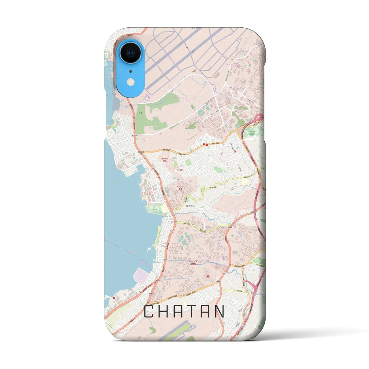 【北谷(沖縄県)】地図柄iPhoneケース(バックカバータイプ)