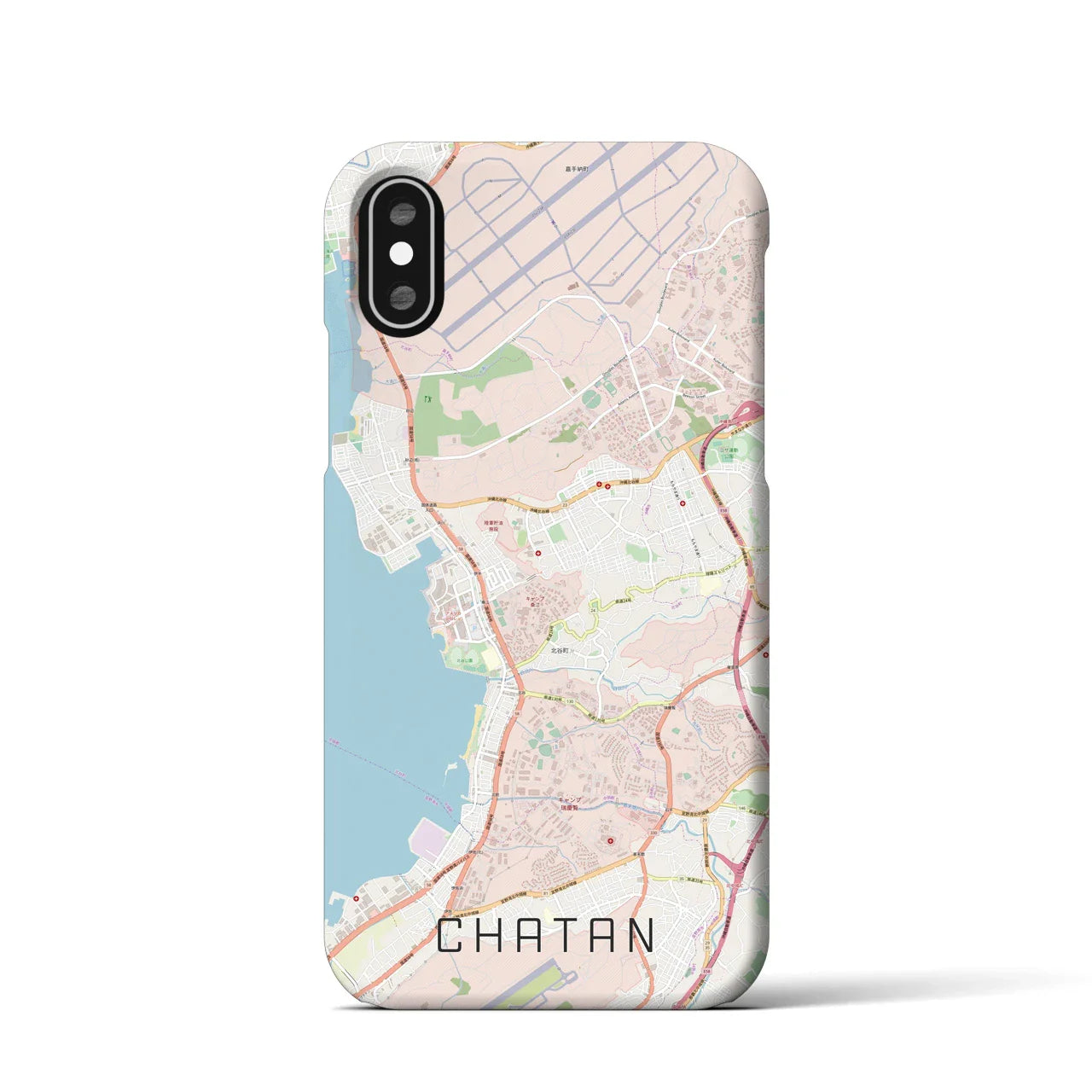 【北谷(沖縄県)】地図柄iPhoneケース(バックカバータイプ)
