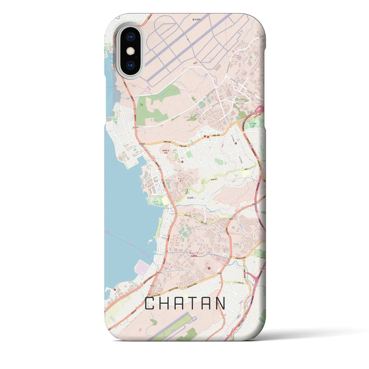 【北谷(沖縄県)】地図柄iPhoneケース(バックカバータイプ)
