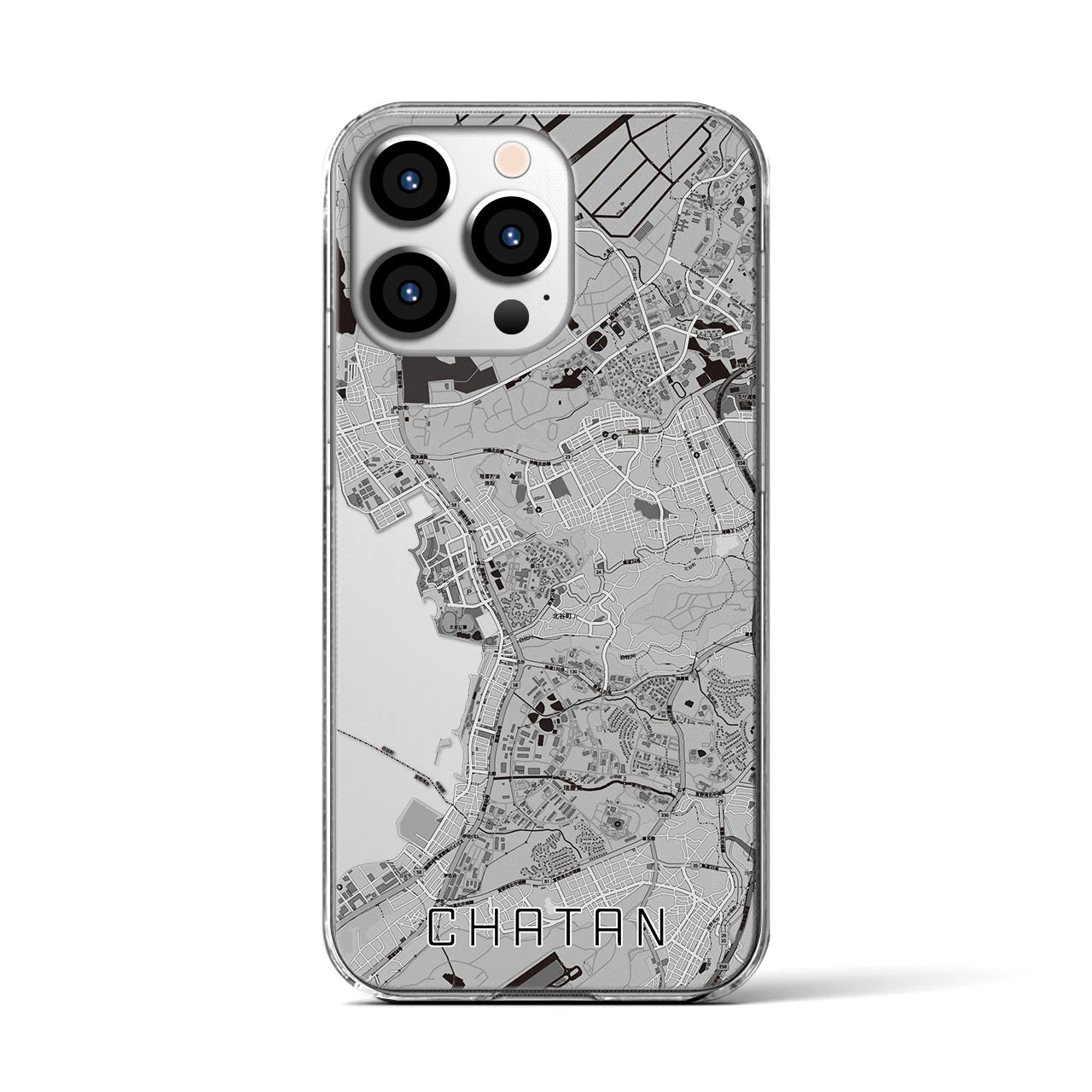 【北谷(沖縄県)】地図柄iPhoneケース(クリアタイプ)