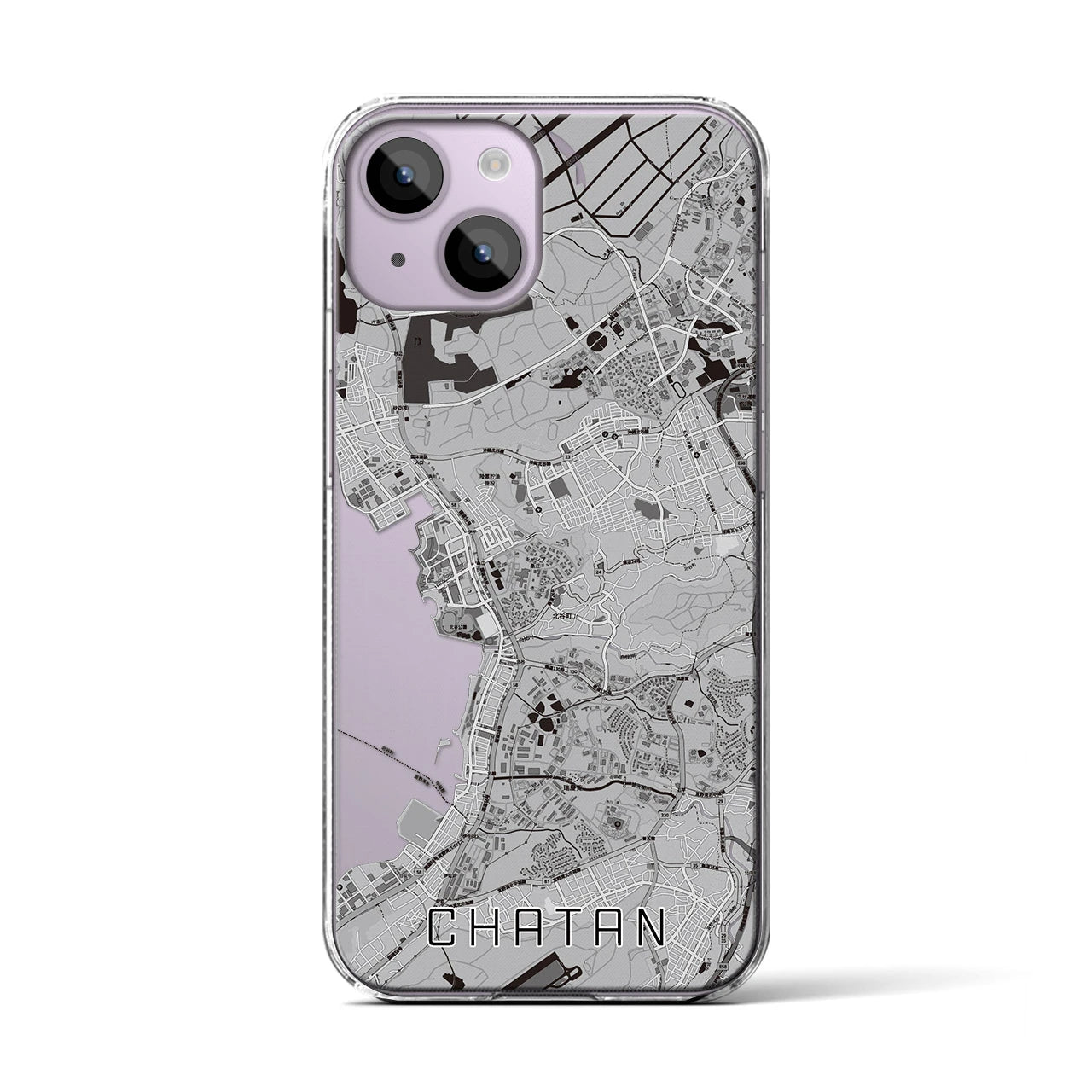 【北谷(沖縄県)】地図柄iPhoneケース(クリアタイプ)