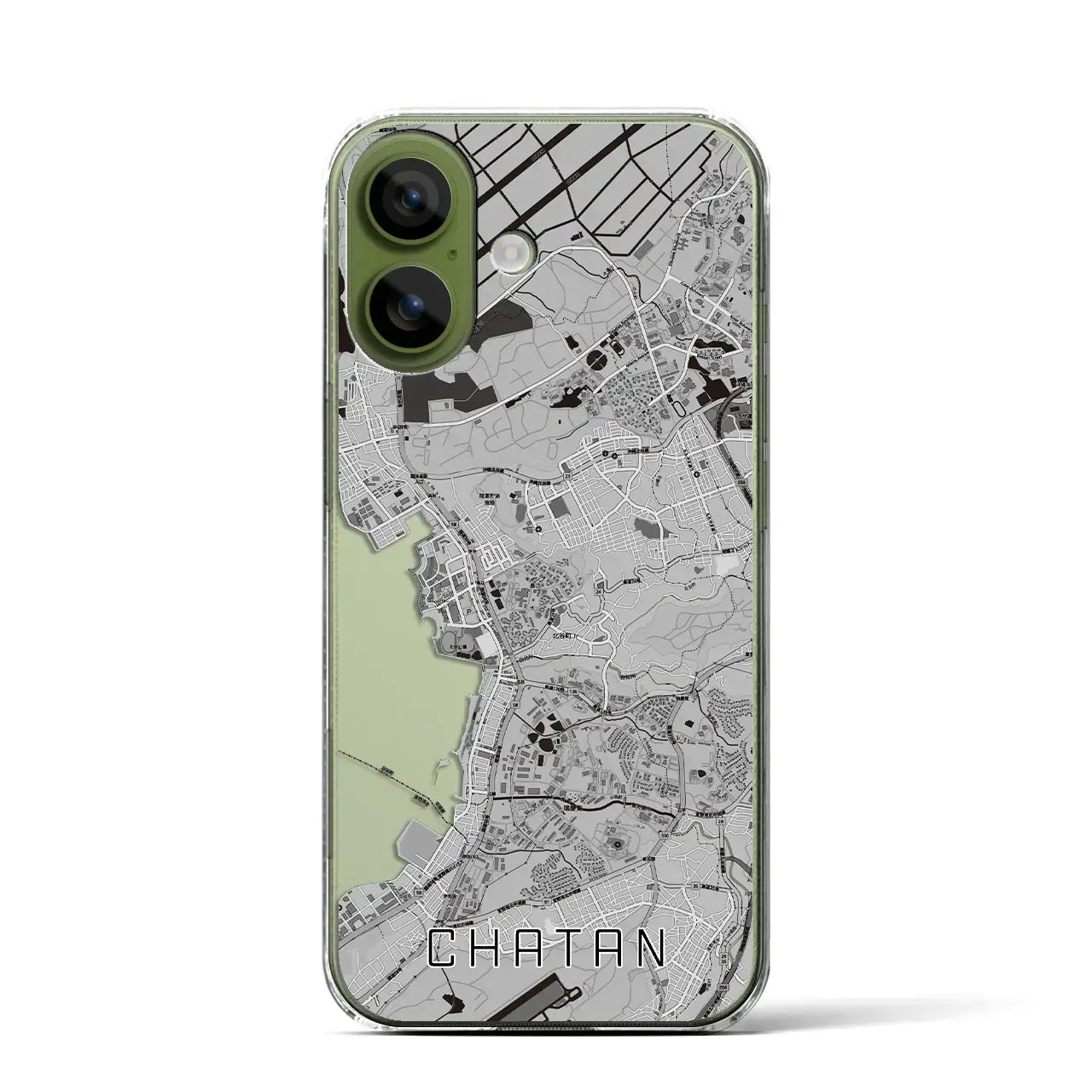 【北谷(沖縄県)】地図柄iPhoneケース(クリアタイプ)モノトーン・iPhone 17 Pro Max 用