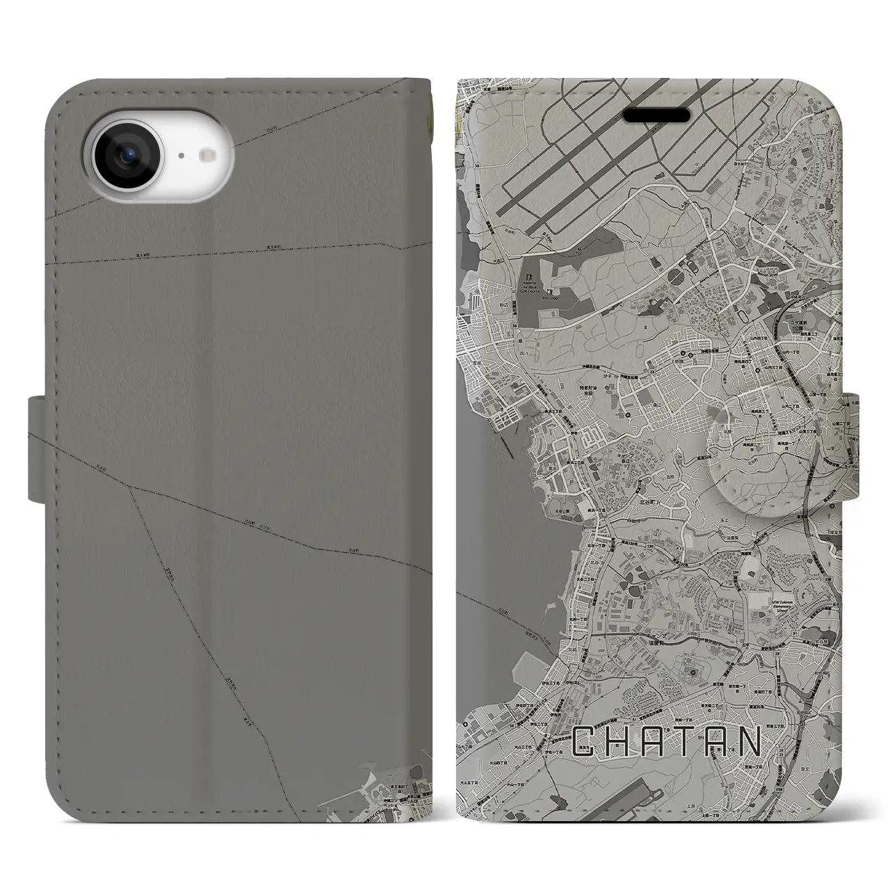【北谷(沖縄県)】地図柄iPhoneケース(手帳タイプ)