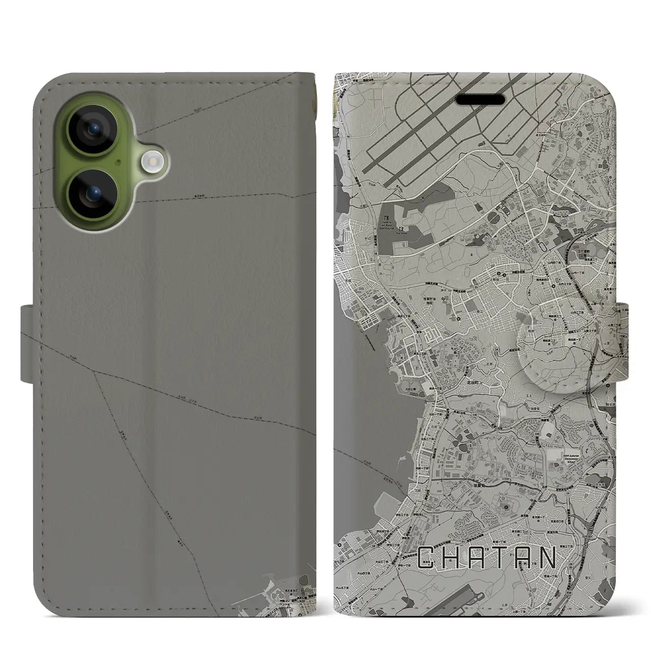 【北谷(沖縄県)】地図柄iPhoneケース(手帳タイプ)