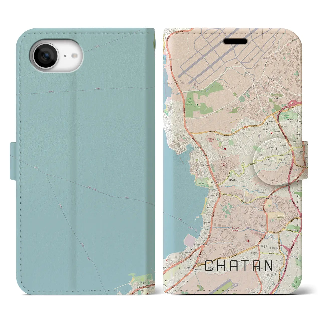 【北谷(沖縄県)】地図柄iPhoneケース(手帳タイプ)