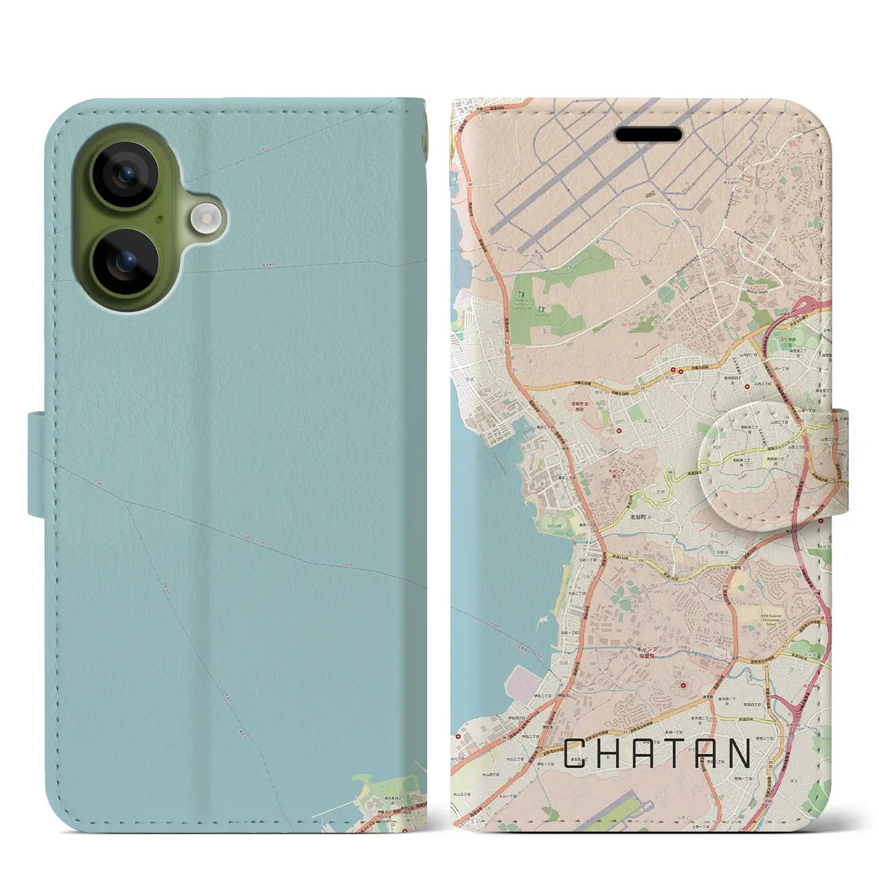 【北谷(沖縄県)】地図柄iPhoneケース(手帳タイプ)