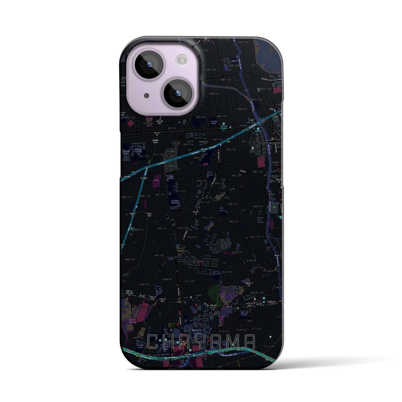 【茶山(福岡県)】地図柄iPhoneケース(バックカバータイプ)