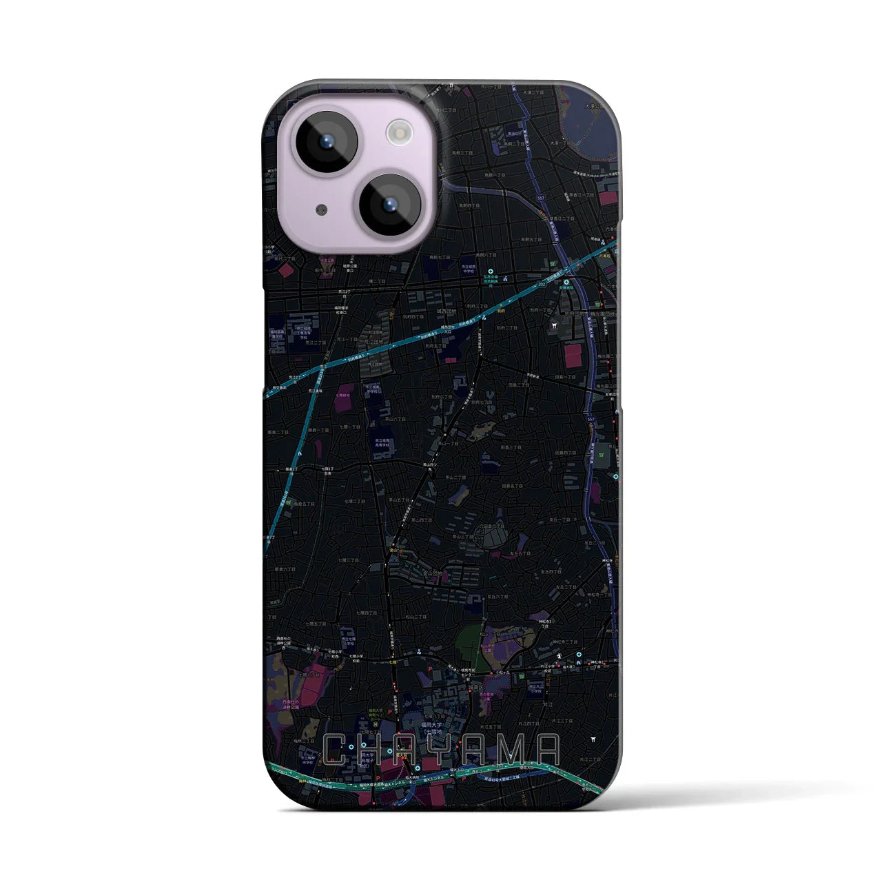 【茶山(福岡県)】地図柄iPhoneケース(バックカバータイプ)