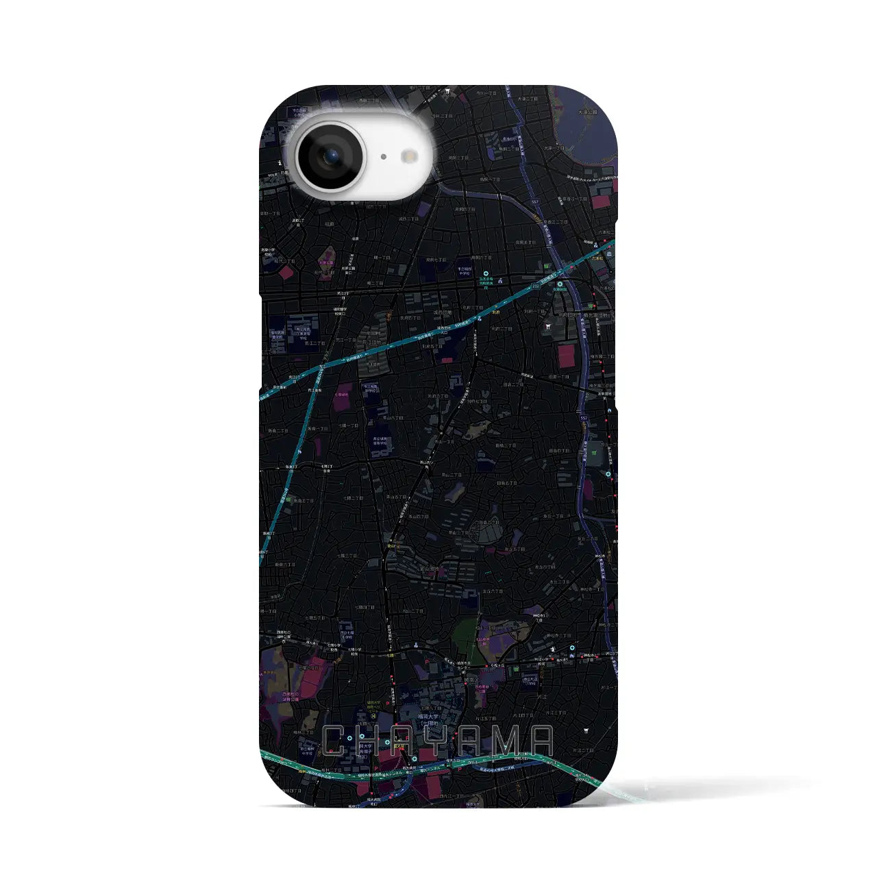 【茶山(福岡県)】地図柄iPhoneケース(バックカバータイプ)