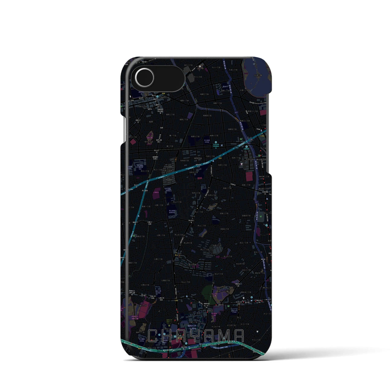 【茶山(福岡県)】地図柄iPhoneケース(バックカバータイプ)
