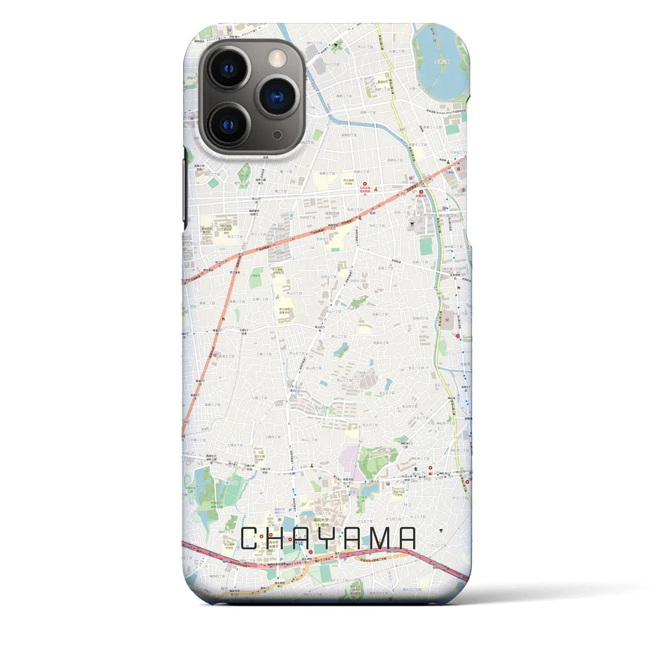 【茶山(福岡県)】地図柄iPhoneケース(バックカバータイプ)