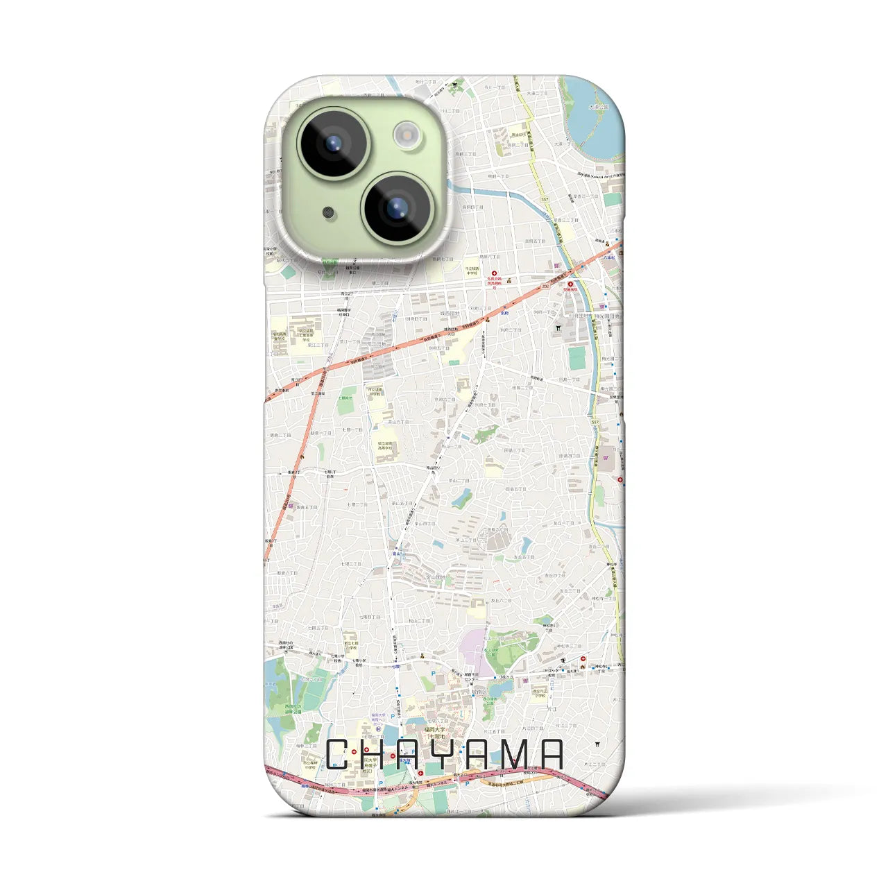 【茶山(福岡県)】地図柄iPhoneケース(バックカバータイプ)