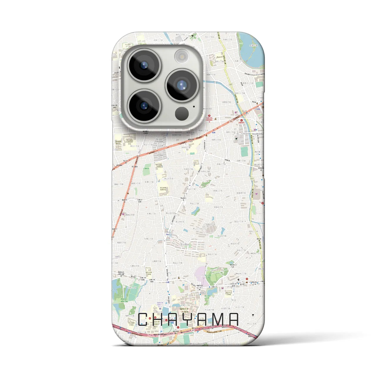 【茶山(福岡県)】地図柄iPhoneケース(バックカバータイプ)