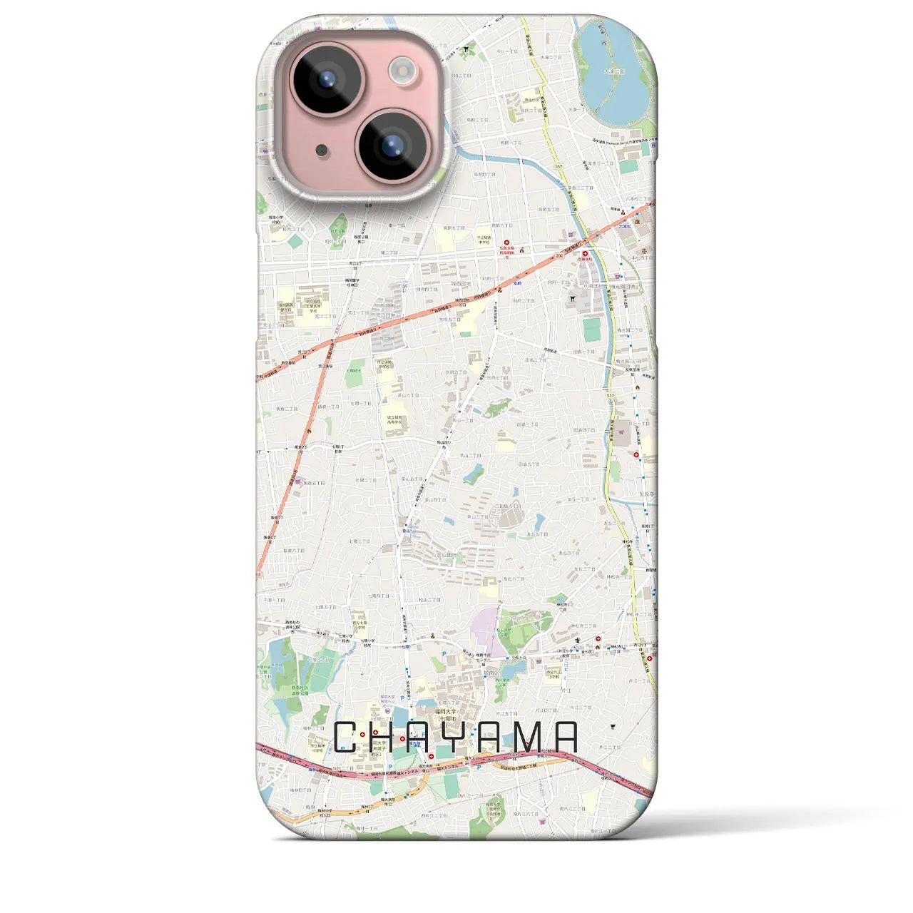 【茶山(福岡県)】地図柄iPhoneケース(バックカバータイプ)