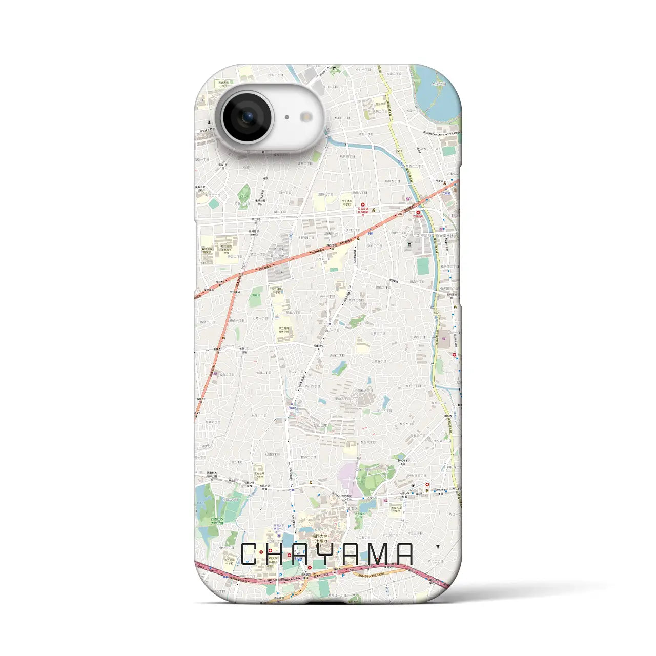 【茶山(福岡県)】地図柄iPhoneケース(バックカバータイプ)