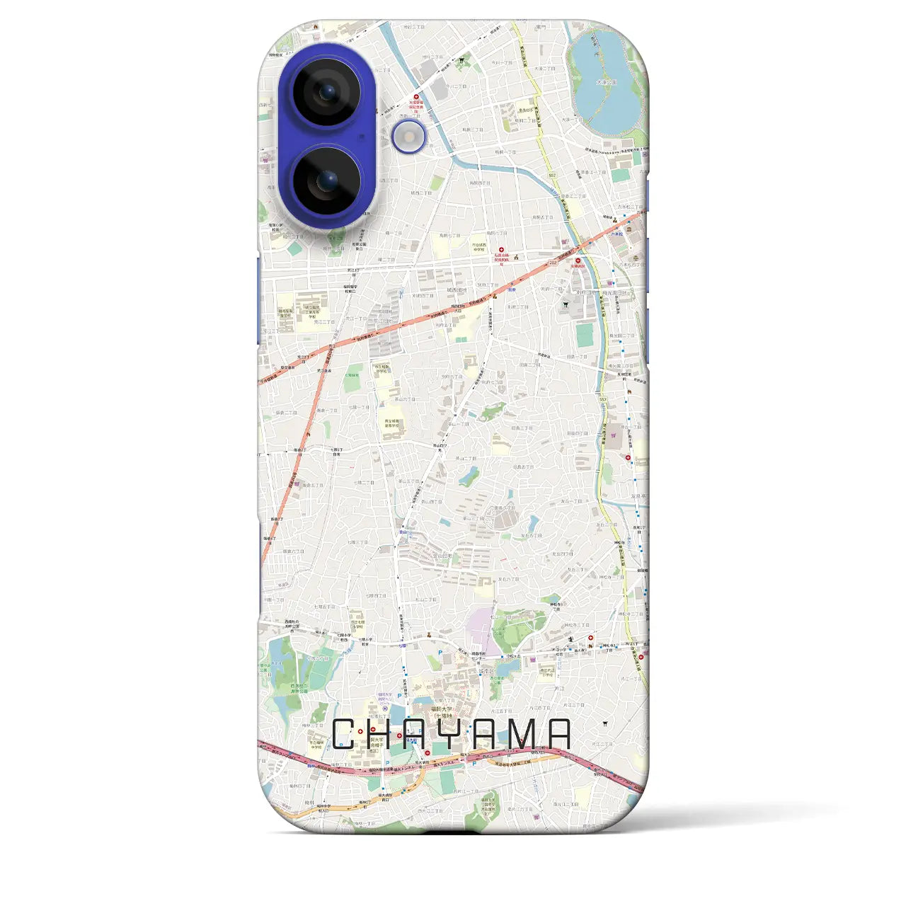 【茶山(福岡県)】地図柄iPhoneケース(バックカバータイプ)ブラック・iPhone 16 Pro Max 用